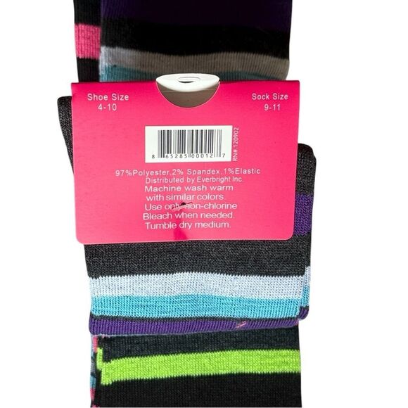 Three Pairs Everbright Fashion Knee High Womens Striped Socks - Picture 4 of 4